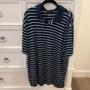 Under Armour Navy and White Striped Polo Shirt